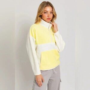 Le Lis Fleece Zip Up Drawstring Hem Pullover Sweatshirt NWT Size XS